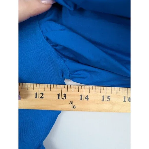 ZARA Women Cobalt Blue Exaggerated Sleeve Crop Top S Short Puff Sleeve‎ Rouched - Picture 8 of 10